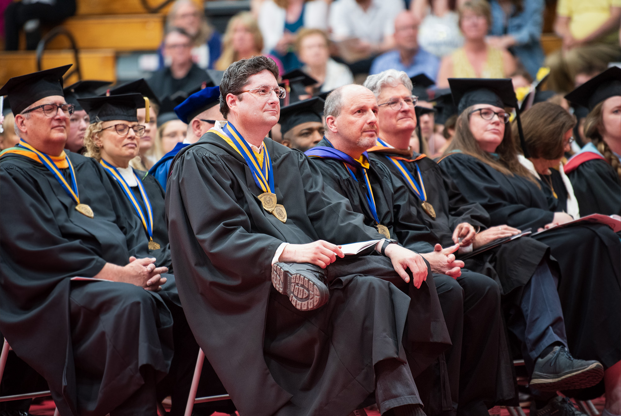George Hurlburt and David Pindel seated at 2025 SUNY Corning Community College Graduation